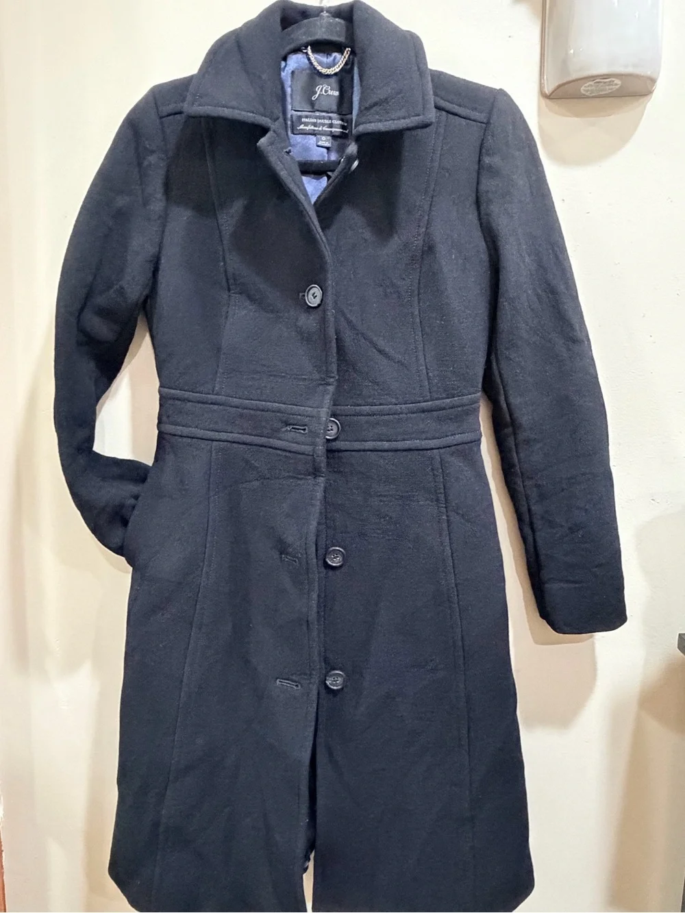 J. Crew Black Wool-Blend Midweight Trench Coat